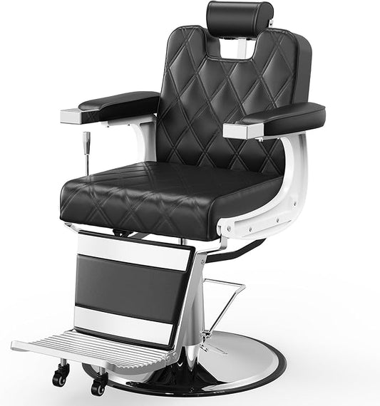 OmySalon Vintage Barber Chair All Purpose Wide Seat, 360° Swivel,Reclining Salon Chair Heavy Duty for Barbershop Beauty Spa Shampoo