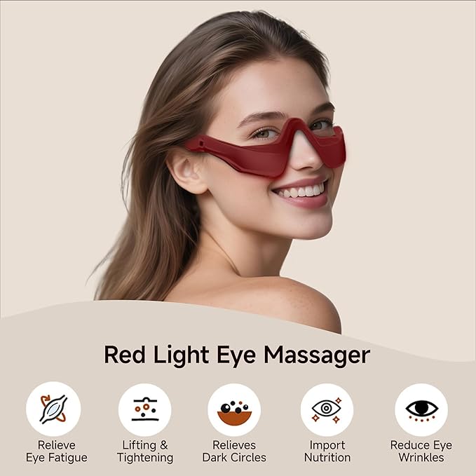 Under-Eye Red Light Therapy Device with Microcurren, 3D Contour Eye Massager for Dark Circles, Eye Bags & Wrinkles, Rechargeable Under Eye Treatment Device for Puffiness and Fine Lines