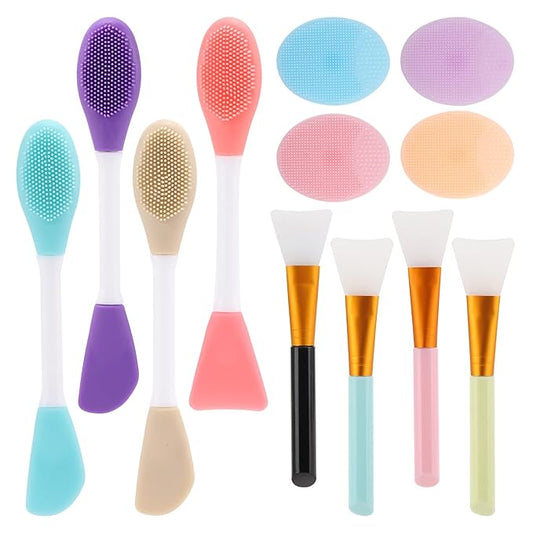 Silicone Facial Mask Applicator - 4 Pcs Face Scrubber, 2 in 1 Face Mask Brush, Lip Exfoliator - Skin Care Tools Set