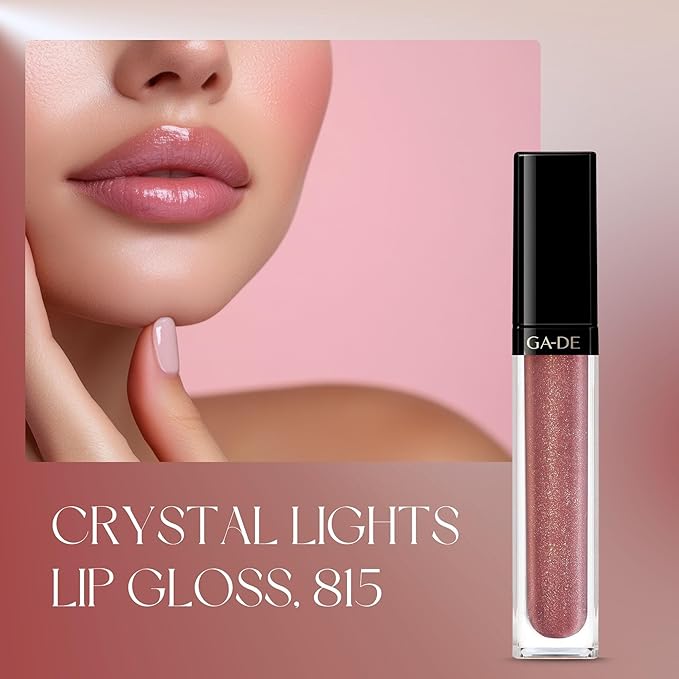 GA-DE Crystal Lights Lip Gloss, 815 - Enriched with Light-Reflecting Crystal Pearls - Smooth Silky, Rich Color - Moisturizes and Adds Shine - 0.2 oz