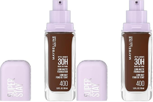 Maybelline Super Stay Lumi-Matte Foundation, Lightweight and Buildable Full Coverage Foundation Makeup For Up To 30HR Wear, 400, 1 Count (Pack of 2)