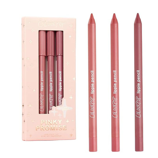 ColourPop Pinky Promise Lippie Lip Pencil Kit - High-Pigment, Long-Lasting & Sharpenable Lip Liner with High-Impact Color - Includes Shades Oh Snap, Five Stars & Me Again (3 Count)