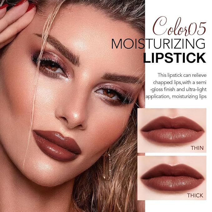 1Pcs Tinted Lip Balm Moisturizing Lipstick – Waterproof Hydrating Matte Lip Balm for Women, Creamy Natural Color Stain for Dry Lips, Soft Matte Finish with Subtle Scent (#05 Deep Cherry Brown)