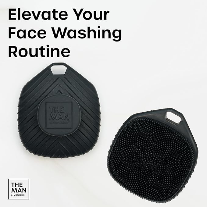 The Man Face Scrubber & Hook - Silicone Face Scrubber for Men, Gentle Exfoliating Face Massager, Flex Face Brush for Men, Removes Dead & Dry Skin, Skin Care Scrub, Shower Facial Cleansing Brush (1Set)