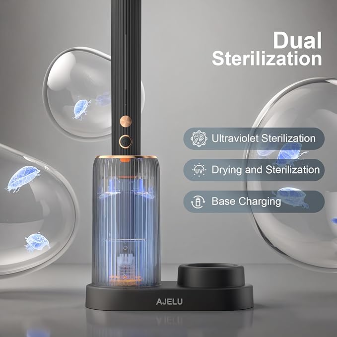 Sonic Electric Toothbrush for Adults with Drying Storage Holder, 8 Brush Heads, Smart Timer, USB Rechargeable, Deep Clean Power – Classic Black Edition