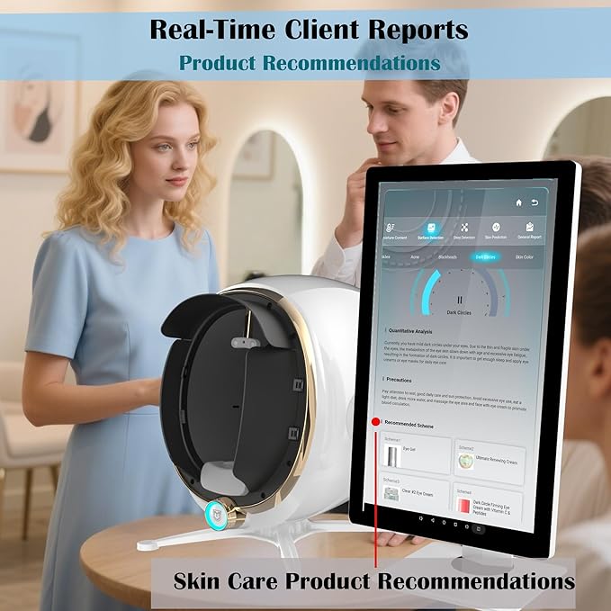 Skin Analysis Machine Professional - 21.5" HD Display, AI-Powered Facial Scanner for Salons & Spas,Product recommendations, 8-Spectral Imaging (Acne/Pigmentation/Wrinkle Detection), Multi-Language