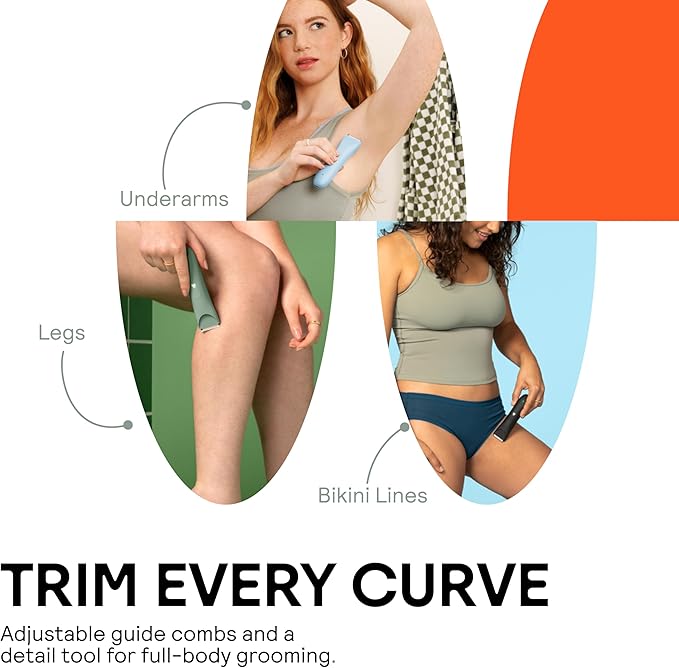 MERIDIAN Slimmer Trimmer – Electric Razor for Women, Bikini Line & Pubic Hair Trimmer, Rechargeable & Waterproof, Painless, Flawless Shave for Sensitive Skin, Gentle, Quiet & Travel-Friendly, Sky