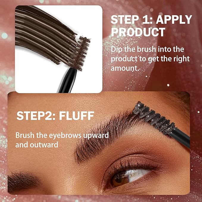 Brow Super Fluff Eyebrow Gel Mousse, Volumizing and Tinted Thickening Eyebrow, Waterproof, Long-Lasting, Easy-to-Use for Soft Full Brows, 2 Medium Brown
