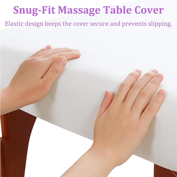 3 Sets Massage Table Sheets Set – Each Set Included 3pcs (Flat Sheet, Fitted Sheet, Face Rest Cover) – White Microfiber for Spa and Professional Use