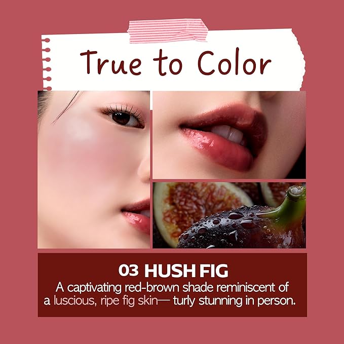 FRUDIA Korean Makeup Lip + Cheek Glow Jam |Long lasting, Moisturizing & Plumping | Non - Sticky & Glossy Color for Eyes, Lips & Cheeks |Hush Fig – MLBB brown-red - 4.5 gm