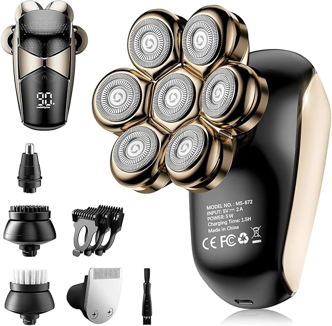Head Shavers for Bald Men: 5-in-1 Electric Razor - IPX7 Waterproof Shaving Grooming Kit for Balder - Turbo Speed & Precision Blades
