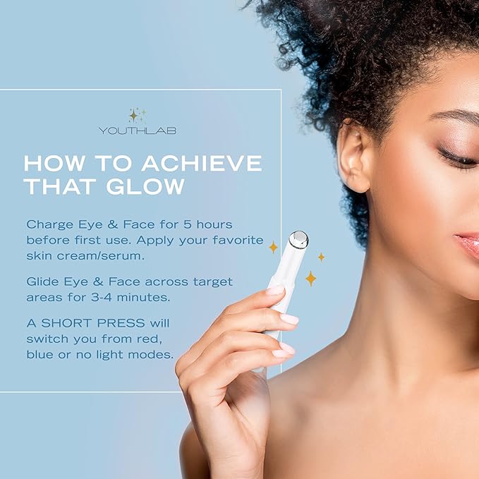 Eye & Face Wand/Tool – Heated Eye Wand with Vibration for Puffiness, Tired Eyes, Brighter Under Area, Redness Relief, Product Absorption, Smoother Skin & Relaxing Massage