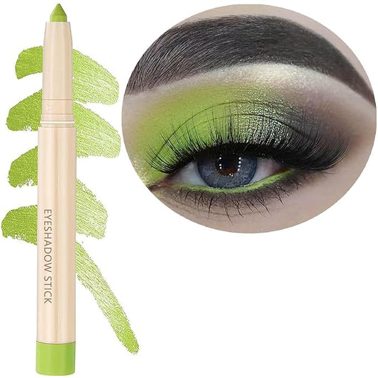 Green Eyeshadow Stick, Smooth Cream Shimmer Eyeshadow Pencil, Waterproof Long Lasting High Pigmented Hypoallergenic Eye Shadow Highlighter Stick Create Multi-Dimension Eyes Look(08# Grass Green)