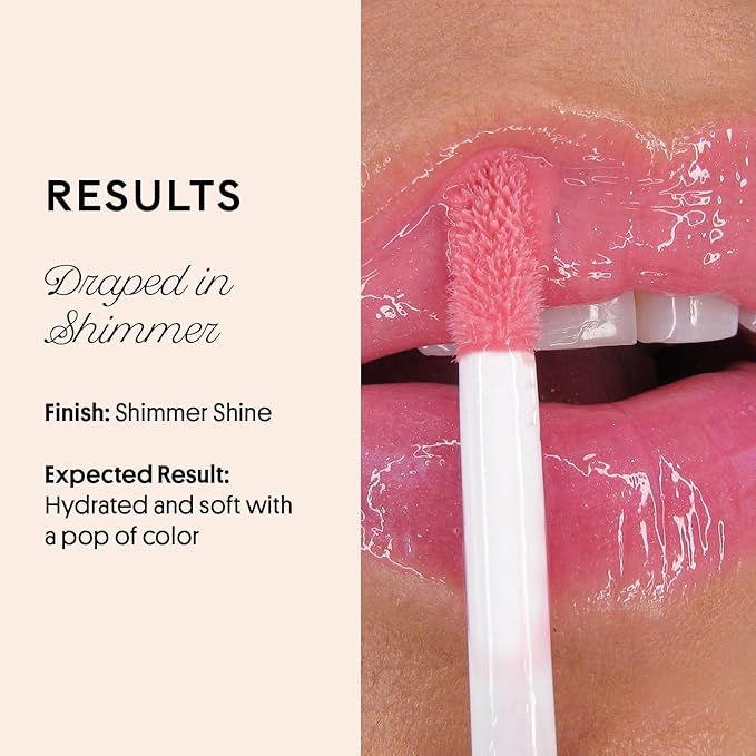 Winky Lux Pink Opal Very There Lip Oil - Hydrating Nude Pink Gloss with Jojoba Oil, Non-Sticky Glossy Lip Oil, Tinted Pink Shimmer Gloss for Juicy Lips & Soft Vanilla Scent