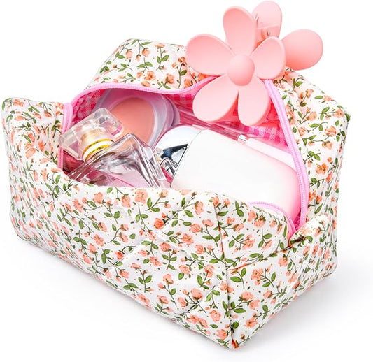 Soidram quilted makeup bag floral