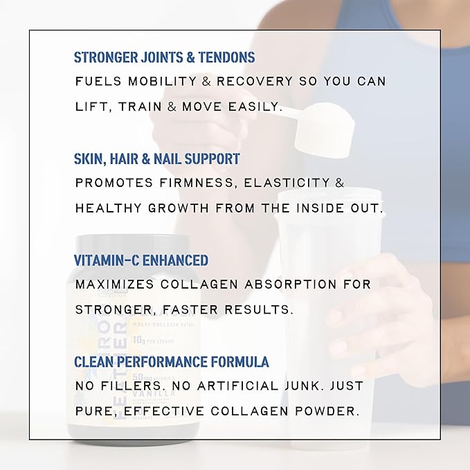 Iron Feather Collagen Powder | Vanilla | Multi-Collagen Protein with Vitamin C | Supports Joints, Tendons, Recovery, Skin, Hair and Nails | 10g Protein per Scoop | Clean and Functional Nutrition