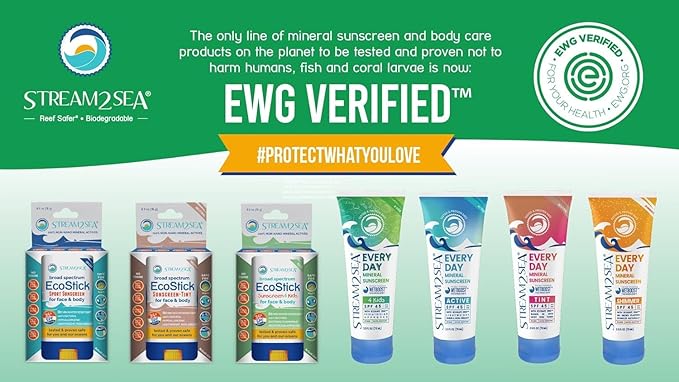 STREAM2SEA EcoStick SPF 35 Mineral Sunscreen Stick, Sweat Water Resistant Sunblock, USDA Approved Biodegradable Paraben Free Reef Safe Sunscreen Protection Against UVA UVB (EcoStick Sport) - 0.5 oz