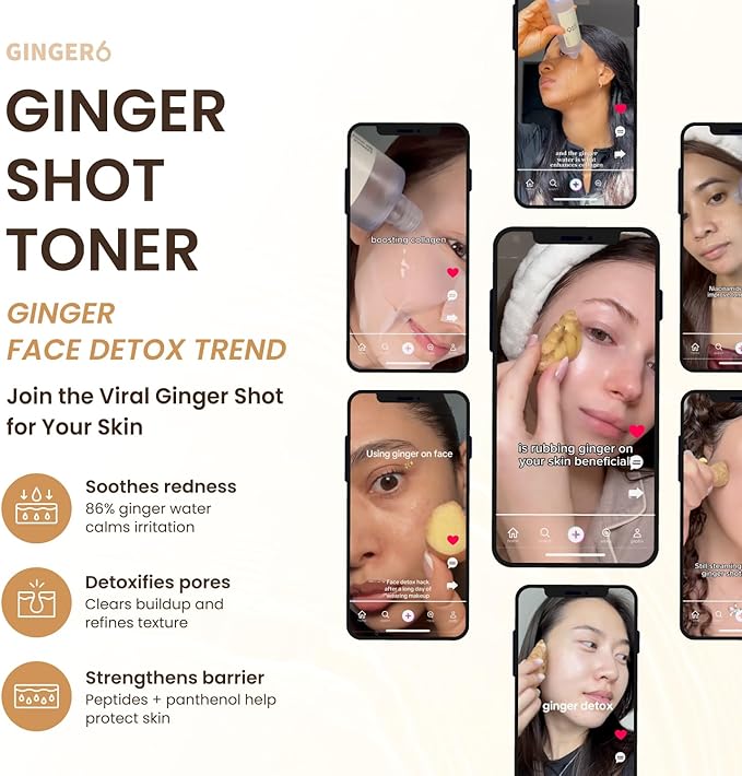 Essence Toner (150ml / 5 fl oz) – 86% Ginger Shot Water for Redness Relief, Hydration & Pore Care | Korean Skincare with Niacinamide, Peptides & Panthenol for Sensitive, Dull Skin