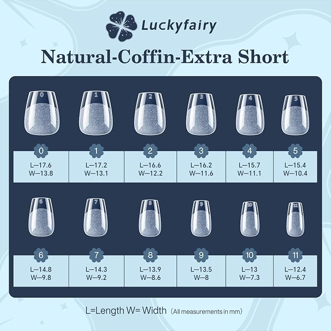 Extra Short Coffin Nails Tips: XS 360Pcs Pre-shape Press on Short Nails Full Cover Gel Tips, 12 Sizes Clear Coffin Nail Acrylic False Fake Nails Extension DIY Salon
