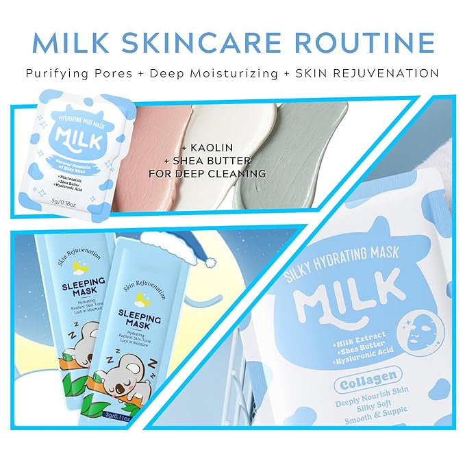 13Pcs Milk Skin Care for Kids - Milk Skincare for Teens 10-12 Cleaning & Hydrating & Nourish Skin, Kids Skin Care Set for Girls Ages 8-12 Ideal for Beginners - Beauty Gift Set for Women/Girls
