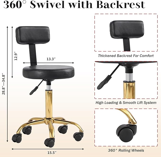 Pedicure Station No Plumbing, Hydraulic Pedicure Chair for Nail Tech, Height Adjustable Reclining Pedicure Station Unit, 360 Degree Swivel Foot Spa Chair with Massage Foot Bath (Black)