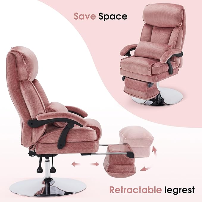 BarberPub Beauty Chair, 360° Rotating Lifting Facial Beauty Spa Chair, Adjustable Tattoo Salon Spa Esthetician Beauty Equipment 3571 (Fabric, Pink)