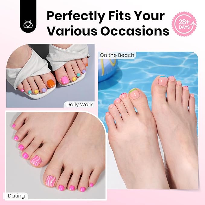 Beetles Toe Nail Tips Square for Big Toes - 15 Sizes 180 Pcs Long Wider Full Cover Toenail Tips Fake Acrylic Pre-etched Double Matte Nail Extensions, Press on Toe Nails for Wide Nail Beds