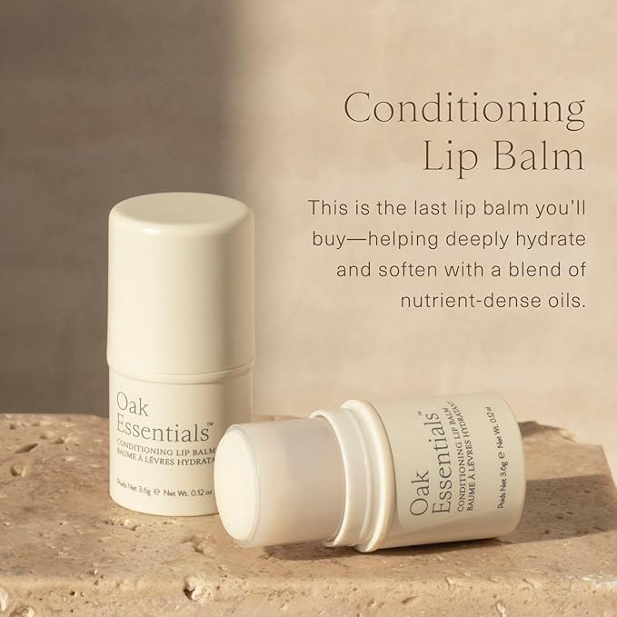 Oak Essentials Conditioning Lip Balm | Nourishing Antioxidant Lip Care with Shea Butter & Botanical Oils | Clean Moisturizing Balm for Dry, Chapped Lips, 3.6g