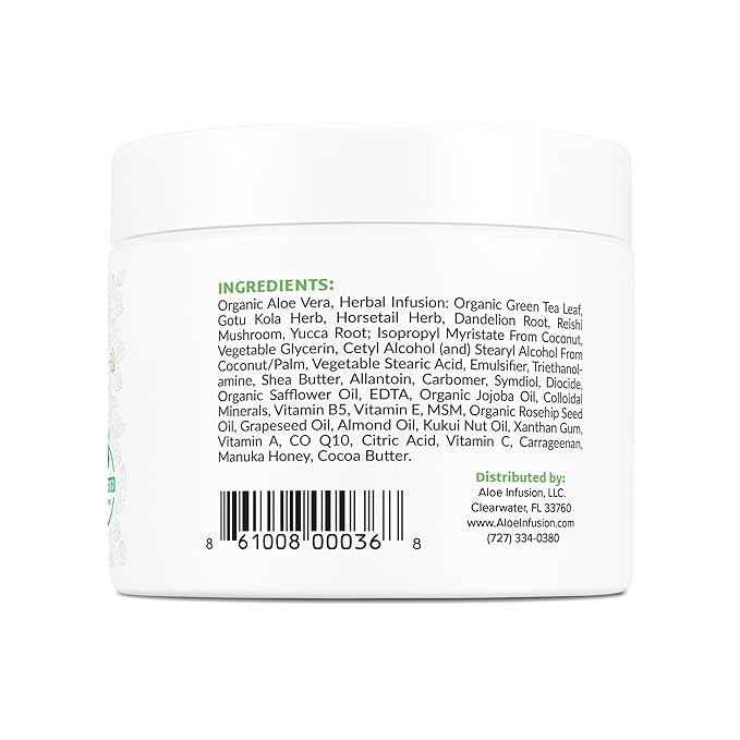 Aloe Infusion Aloe Vera Face & Body Cream – Natural Moisturizer for Dry, Sensitive & Irritated Skin – Hydrating, Non-Greasy Lotion with Shea Butter & Manuka Honey – After-Sun Care & Eczema Cream