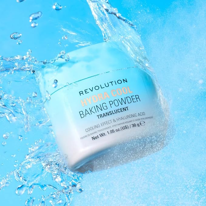 Revolution, Hydra Cool Cooling Loose Baking Powder, Makeup Setting Powder for Hydrating Skin, Enriched with Hyaluronic Acid, Vegan & Cruelty-Free, 1.05 oz