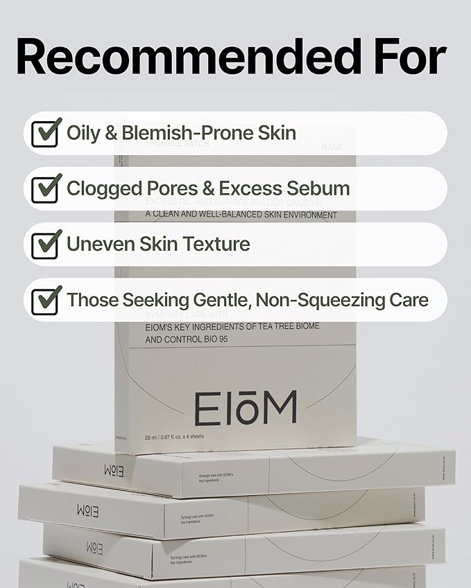 Trouble Patch Mask – Hydrating & Clarifying Korean Sheet Mask with Tea Tree Biome, Pore Vacuum Effect for Sebum & Oil Control, Calming Microbiome Skincare, Stocking Stuffer for Teens | 20ml x 4ea