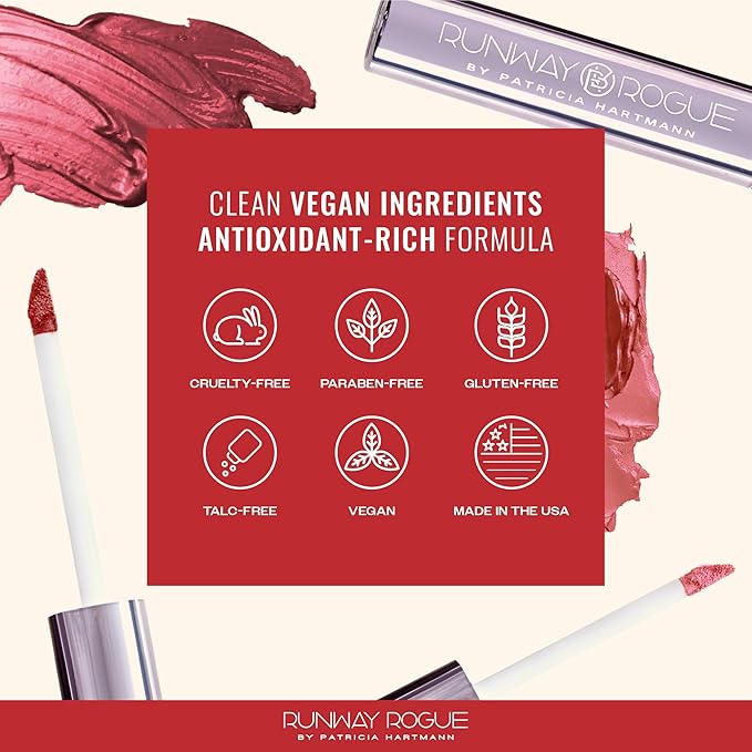 Runway Rogue Pearl Glam Long Wear Shimmer Liquid Lipstick, Metallic Light-Pink Lipstick with Gold and Rose Shimmer, ‘Go See’