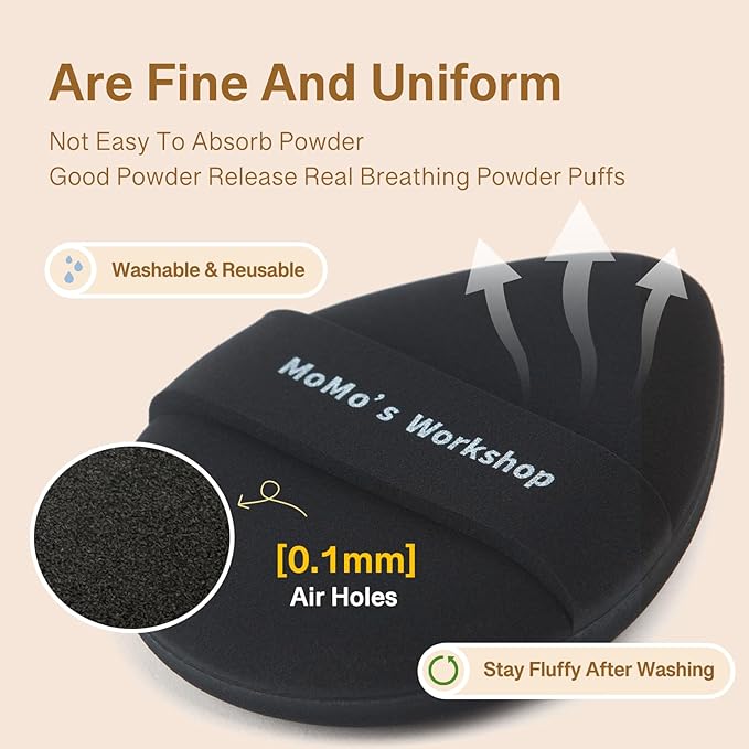 TATAMI Black Makeup Puff Set (Flat + Egg Shape) Rubycell,Cushion Puff, Quick Flawless Foundation Application for Hydrating Liquid Makeup,2pcs Foundation Sponge with Case