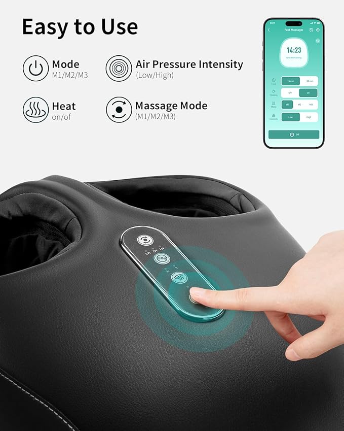 Nekteck Shiatsu Foot Massager with Heat [2025 Upgraded], Foot Massager Machine for Plantar Fasciitis, Neuropathy Pain, Deep Kneading, Air Compression, APP Control, Gifts for Her Him, Fits Up to 13"