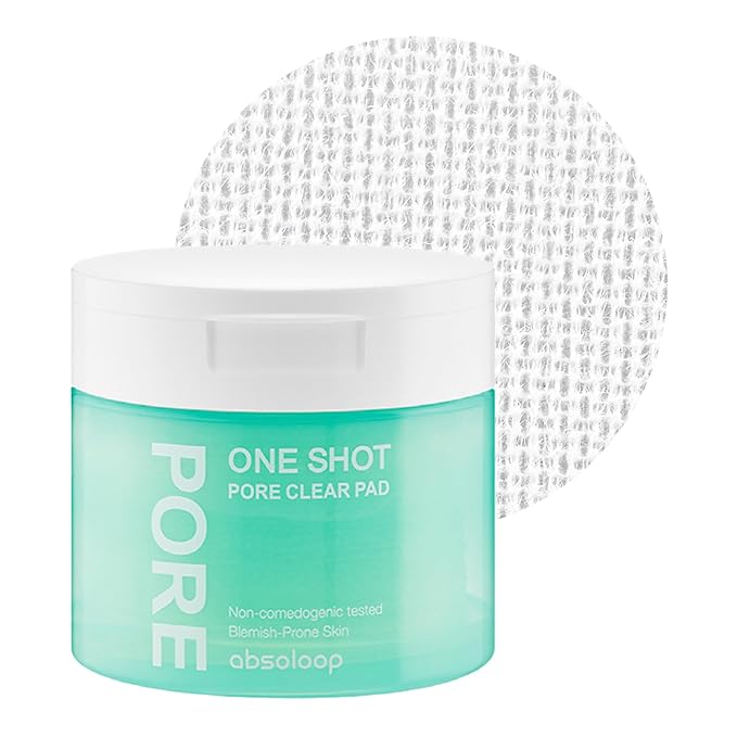 One Shot Pore Clear Pad, Clinically Proven Pore Care Toner Pad, Pore Fraxional Complex, Sebum Control & Exfoliation, pH 5.0 Hypoallergenic, 4.9 fl.oz (60 pads)
