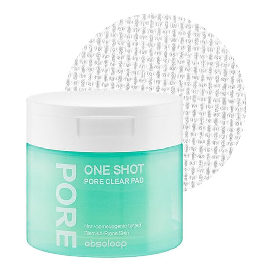 One Shot Pore Clear Pad, Clinically Proven Pore Care Toner Pad, Pore Fraxional Complex, Sebum Control & Exfoliation, pH 5.0 Hypoallergenic, 4.9 fl.oz (60 pads)