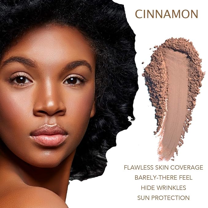 BellaTerra Cosmetics Mineral Powder Foundation – Cinnamon | Rich, Warm Undertone for Deep Skin Tones | Buildable Matte Mineral Formula for Smooth, Flawless Finish 9g