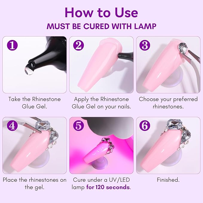 Makartt Rhinestone Glue for Nails 12PCS 30ML, Super Strong Gel Adhesive for Nail Salon, 3D Nail Art, Gem Jewelry & Nail Charm Decoration