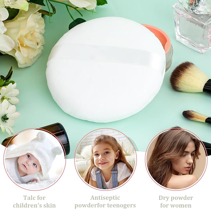 1 Pack 5 Inch Large Powder Puff for Face Powder, Ultra Soft Washable Loose Powder Puff Round Blending Sponge Puff Setting Powder Puff Body Powder Puff for Face Makeup Loose Powder Foundation