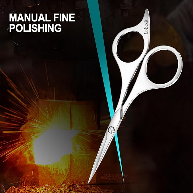 Professional beard scissors, 4.9-inch (silver) small pointed stainless steel hairdressing scissors, Moustache Trimming，suitable for personal care and beauty of both men and women