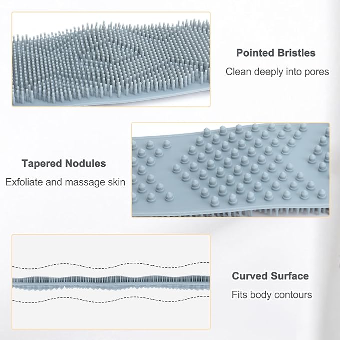 Silicone back scrubber for shower