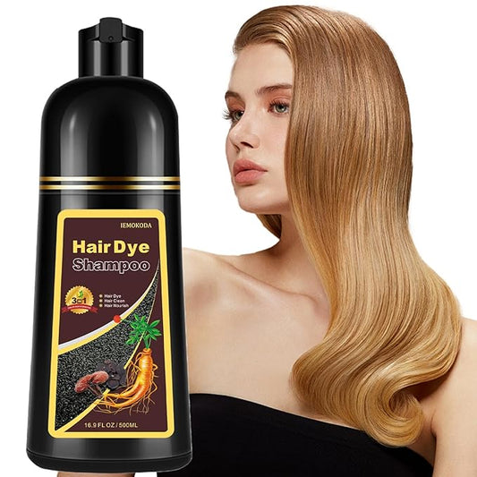 Natural Blonde Brown 3-IN-1 Golden Hair Dye Shampoo 500ml, Colors in 10-15 Mins, 100% Coverage for All Hair Types (Blonde Brown)