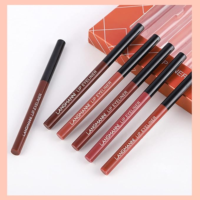 Petansy 12Pcs Lip Liner and Lipstick Set, 6 Colors Matte Liquid Lip Sticks + 6 Matching Smooth Nude Lip Liner, All in One Waterproof Long Lasting Lip Gloss Lips Make-up Gift Set for Girls and Women