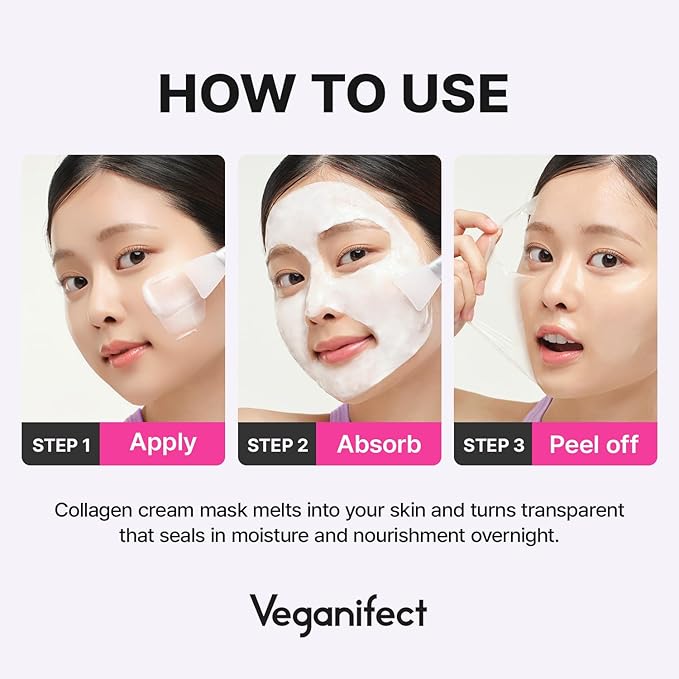 Collagen Overnight Wrapping Peel Off Facial Cream Mask with Jelly Brush, For Elasticity, Hydrating, Hydrolyzed Collagen & Peptide, Glass Skin, Korean Skincare, 2.73 Fl Oz