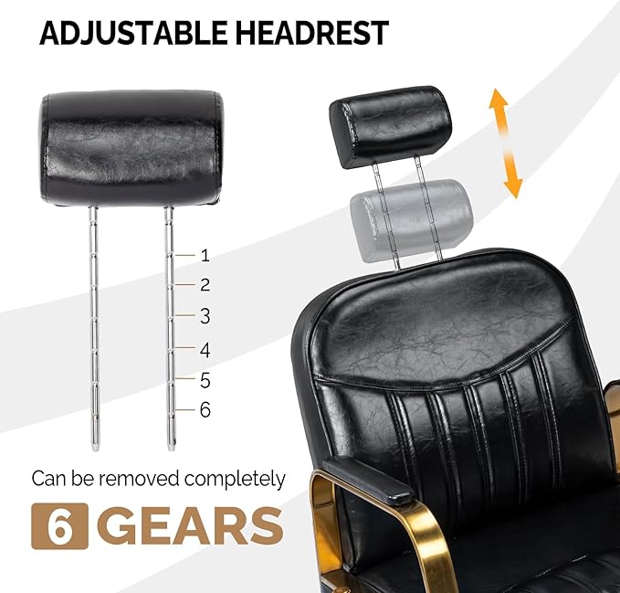 OmySalon Salon Chair for Hair Stylist, Reclining Barber Chair Hairdressing Styling Chair with Adjustable headrest, Beauty Shampoo Barbershop Furniture