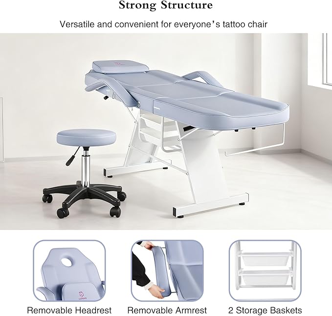 Facial Chair Massage Table 73in 3-Section Multipurpose Massage Bed Professional Tattoo Table Salon Spa Equipment for Facial Spa Beauty Spa Salon Equipment-Purple