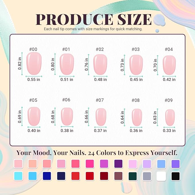 24 Colors Press On Nails, TsMADDTs 720PCS Short Oval Press On Nails with Glue, File, Tabs, Stickers and Tweezer for Home Manicure or Salon