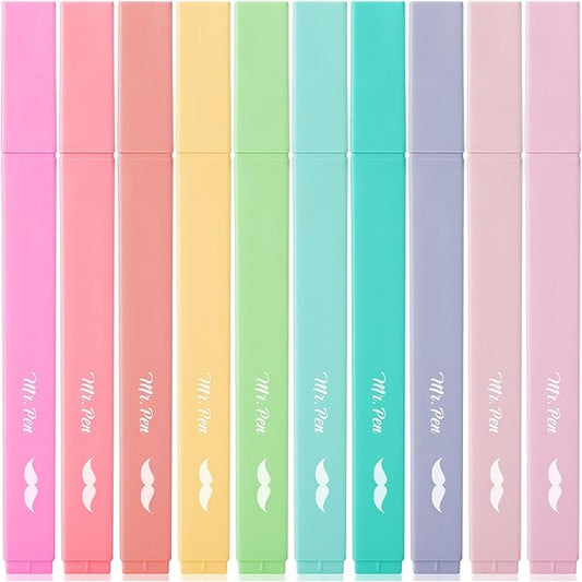 Mr. Pen- Aesthetic Highlighters, 10 pcs, Chisel Tip, Pastel Colors, Cute Highlighters Assorted Colors