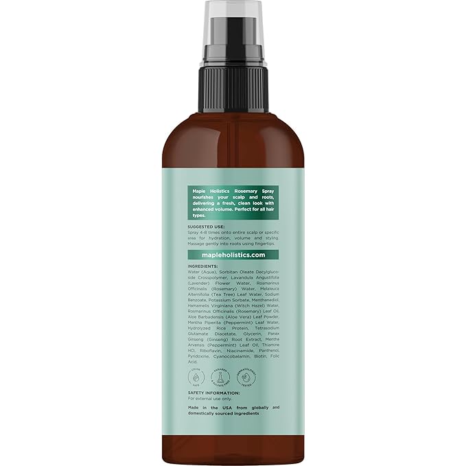 Rosemary Water Spray for Hair & Scalp - Biotin Rosemary Rice Water Spray with Nourishing B Vitamins Ginseng Extract and Peppermint Oil - Dry Hair & Scalp Treatment - Vegan & Cruelty-Free (4 Fl Oz)