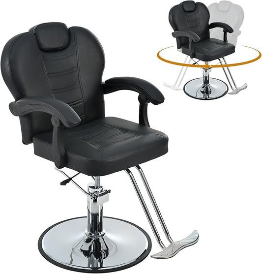 Merax Hydraulic Recliner Barber Chair for Hair Salon with 20% Extra Wider Seat & Heavy Duty Hydraulic Pump, Upgraded Salon Beauty Equipment